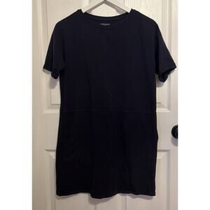 Eileen Fisher Navy Blue Short Sleeve Organic Cotton Shift Mini Dress PTP Petite